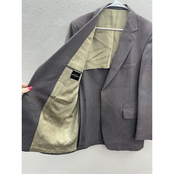 Golden Lancer Mens Suit Coat Size Unknown Brown Striped Single Breasted 2 Button - Picture 8 of 15